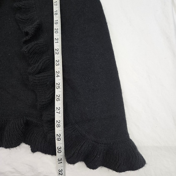 Joca Manga S Black Angora Blend Hand Made in Peru Ruffle Cardigan Tunic - Picture 6 of 13